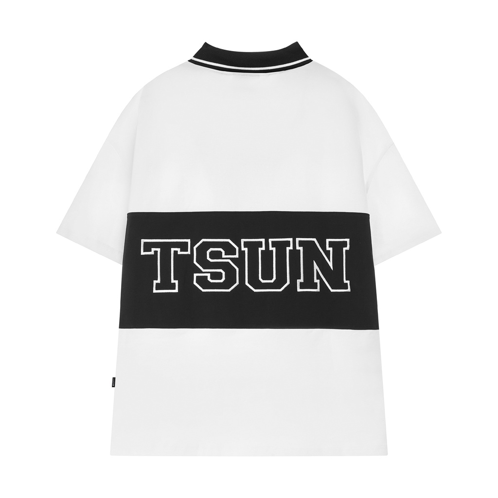 Áo TSUN 3 Panel Polo Shirt - Trắng/Đen/Trắng - Unisex