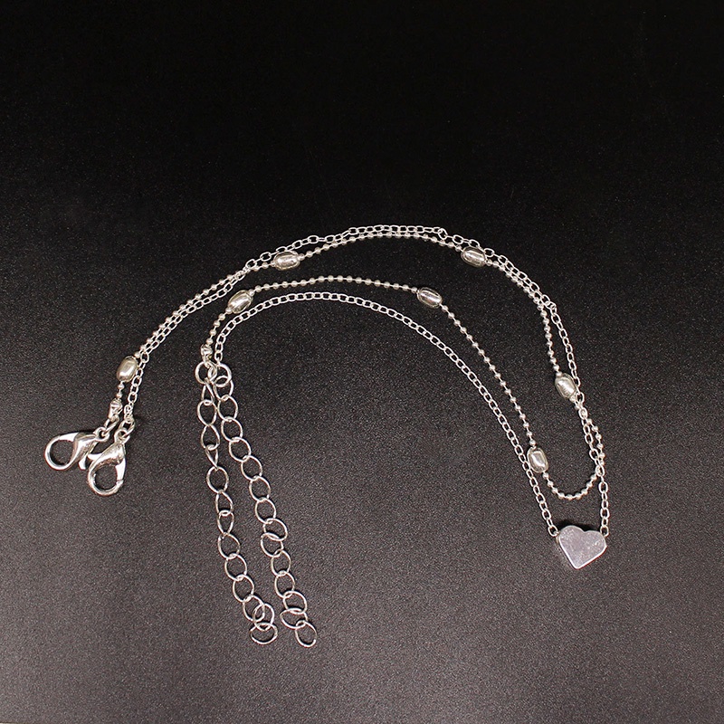 Lắc Chân Hai Lớp Đính Hạt Tròn Và Hình Trái Tim Tua Rua Đơn Giản Phong Cách Mới