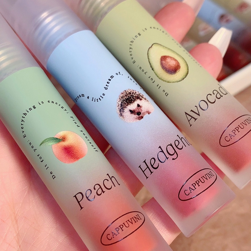 Set 3 son kem lì Cappuvini dưỡng ẩm thiết kế hoạt hình xinh xắn