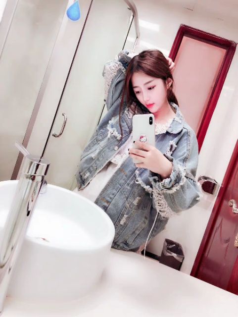 Khoác jean rách quảng châu kèm hình thật