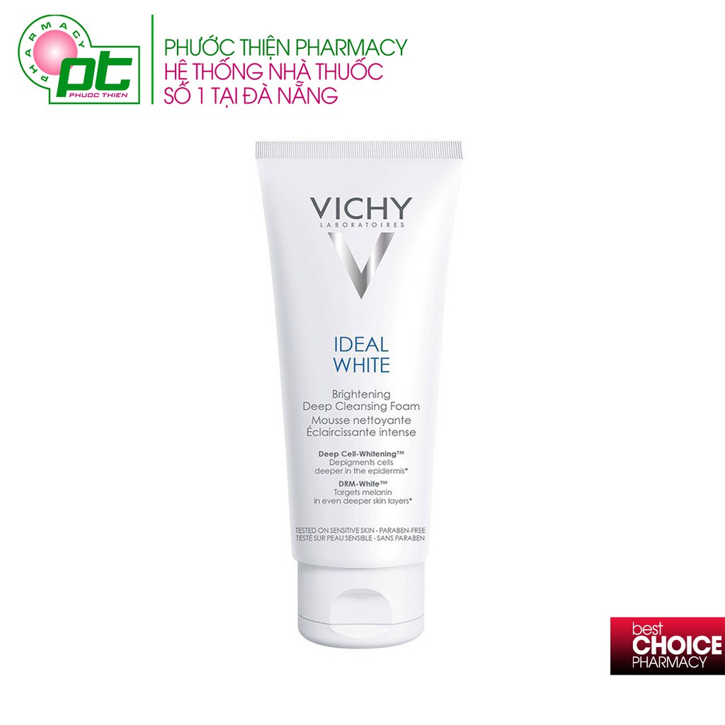 Sữa Rửa Mặt Tạo Bọt Dưỡng Trắng Da, Giảm Thâm Nám Vichy Ideal White Brightening Deep Cleansing Foam 100ml