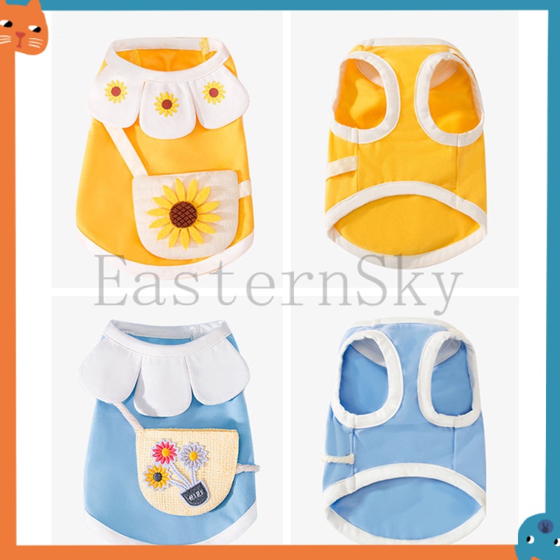 Đầm Ngắn Thoáng Khí Họa Tiết Hoa Hướng Dương Dễ Thương Cho Thú Cưng