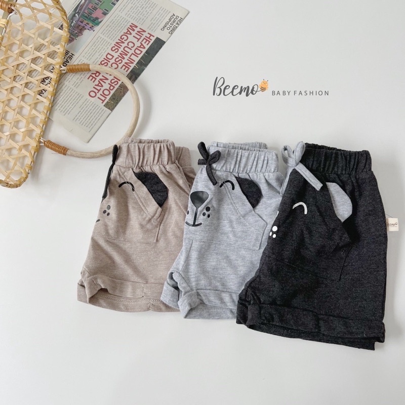 Hàng mới về - Quần sooc Beemo cotton hình gấu 3 màu cho bé trai, bé gái