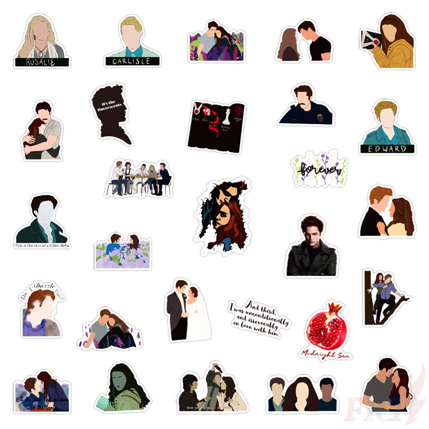 ❉ Miếng Dán Phim The Twilight Saga - The Love of Vampire &amp; Human ❉ Bộ 50 Miếng Dán Sticker Họa Tiết Doodle Thời Trang