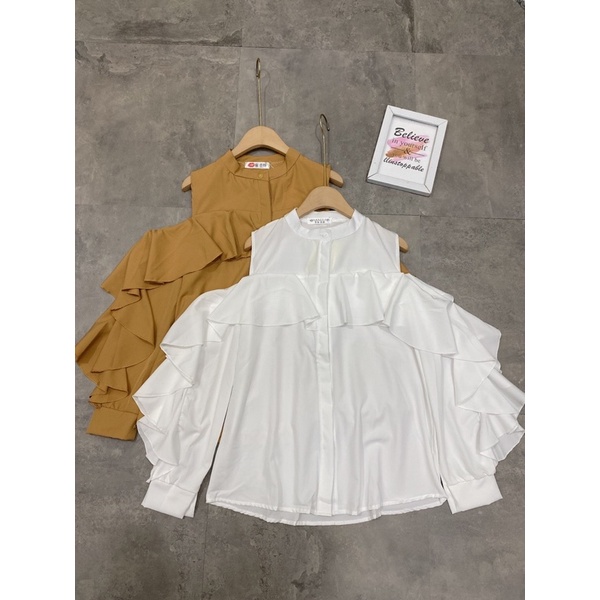 [Siêu Hot] Áo Sơmi Hở Vai Bèo Tay Dài 2 Màu Siêu Xinh Có Ảnh Thật Kèm Video | BigBuy360 - bigbuy360.vn