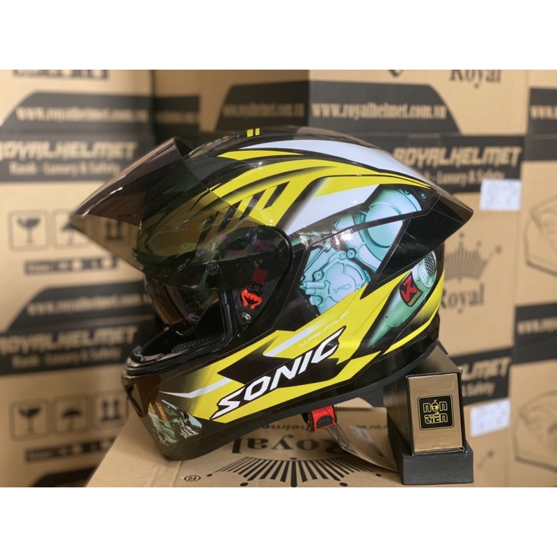 MŨ FULLFACE 2 KÍNH TEM SONIC CHÍNH HÃNG ROYAL ,KÈM TÚI ĐỰNG VÀ BH 12 tháng