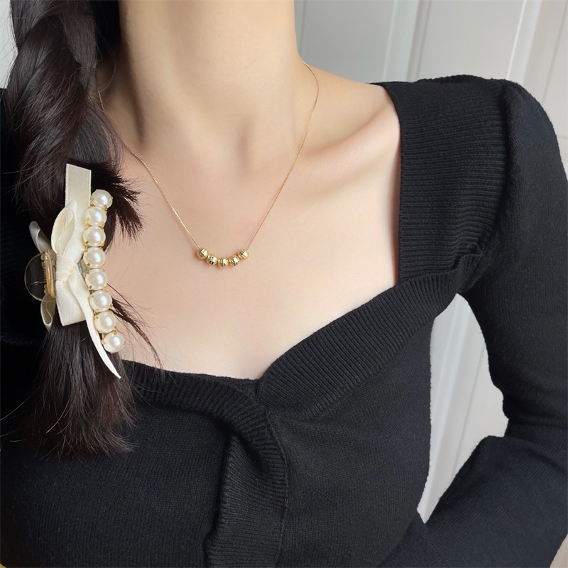 Dây chuyền mặt chuỗi hạt vàng nhạt sang trọng F817