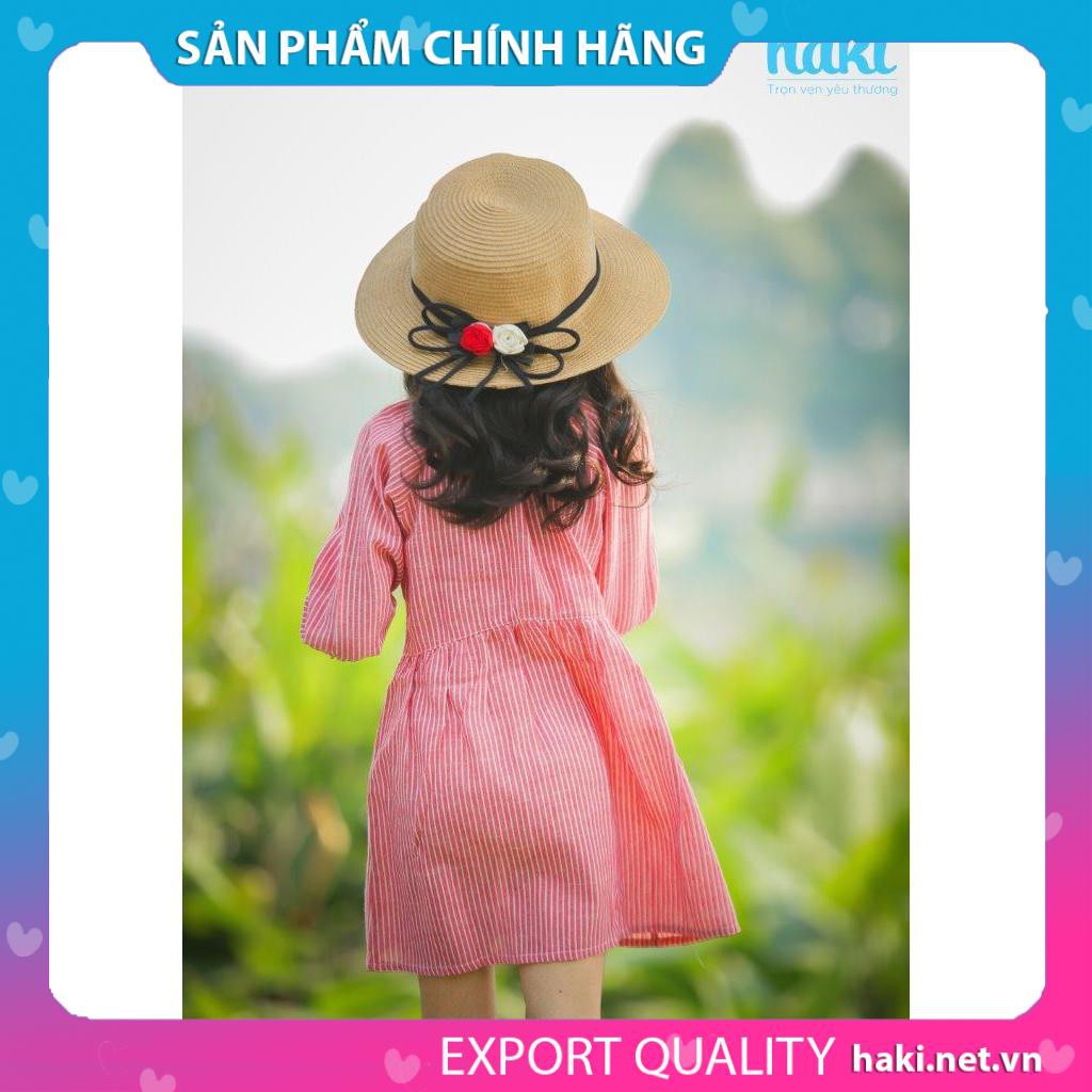 Váy bé gái kẻ tay raglan HAKI - Kẻ đỏ- HK489