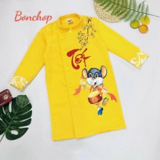 Áo dài bé trai hình chuột Mickey