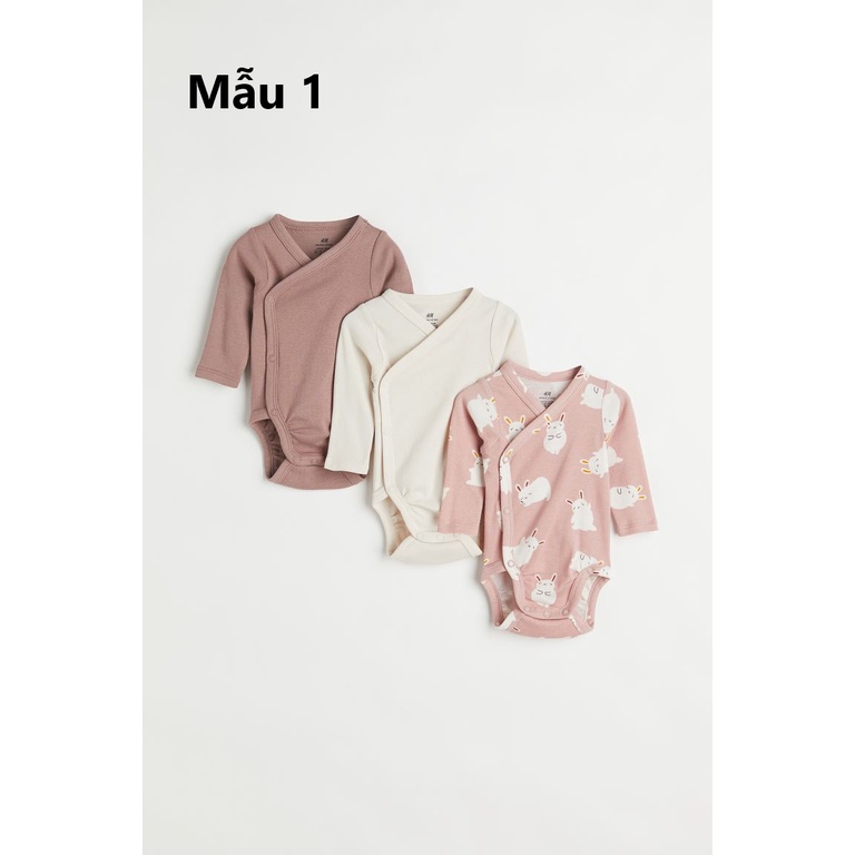 Set 3 bodysuits dài tay cho bé sơ sinh, Hờ mờ UK US săn SALE