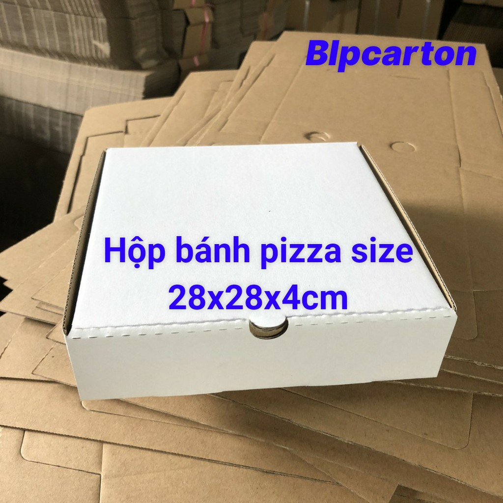 Hộp carton đựng bánh pizza size 28x28x4cm NHIỀU MÀU