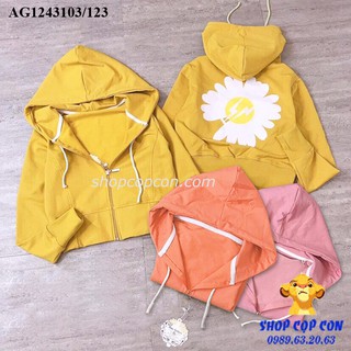 Áo khoác thun da cá croptop in hoa cúc cho bé từ 26 - 65kg