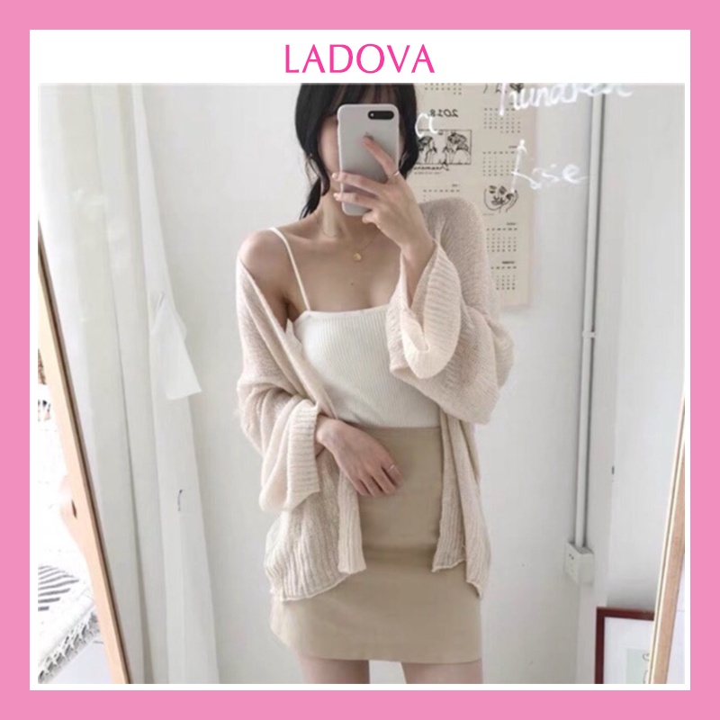 Áo Cardigan len mỏng dài tay dáng rộng khoác ngoài hàng Quảng Châu loại 1 form dưới 70kg LADOVA AL03