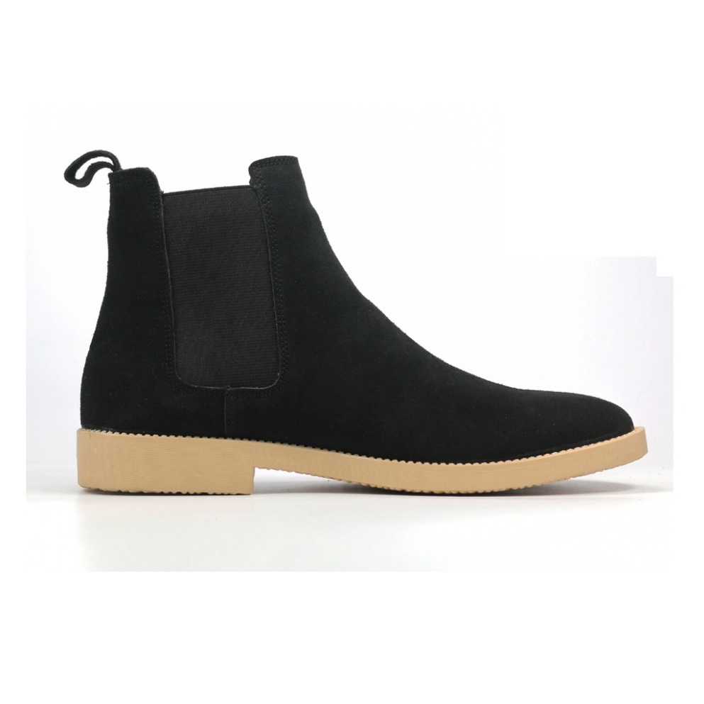 Giày Chelsea boots cao cổ thời trang nam chất liệu da lộn màu đen đế độn 3.5cm | BigBuy360 - bigbuy360.vn