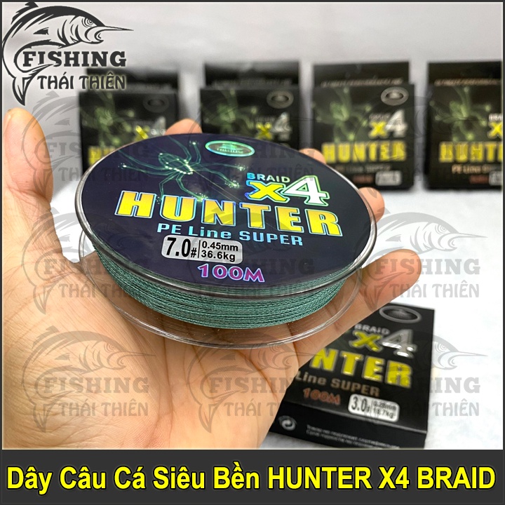 Dây Câu Cá Siêu Bền Coastline Hunter Braid X4, Dây Dù Câu Lure, Tóm Lưỡi Câu Cuộn 100m