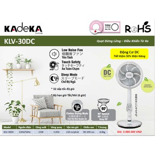 Quạt Đứng Lửng KadeKa KLV-30DC (Nhật Bản) -  Động Cơ DC