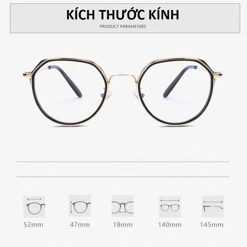 Kính giả cận thời trang phong cách Hàn Quốc Unisex mắt kính không độ chống tia UV đẹp giá rẻ HANASO 044