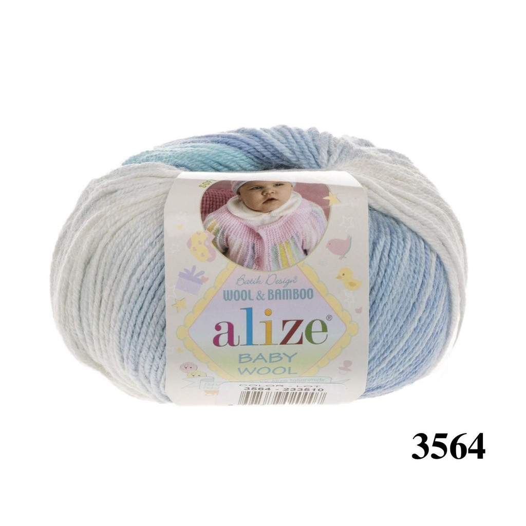 Cuộn len loang ấm cho em bé màu trơn Baby Wool Batik hãng Alize Yarns đan móc khăn, nón, áo mùa đông siêu mềm ấm