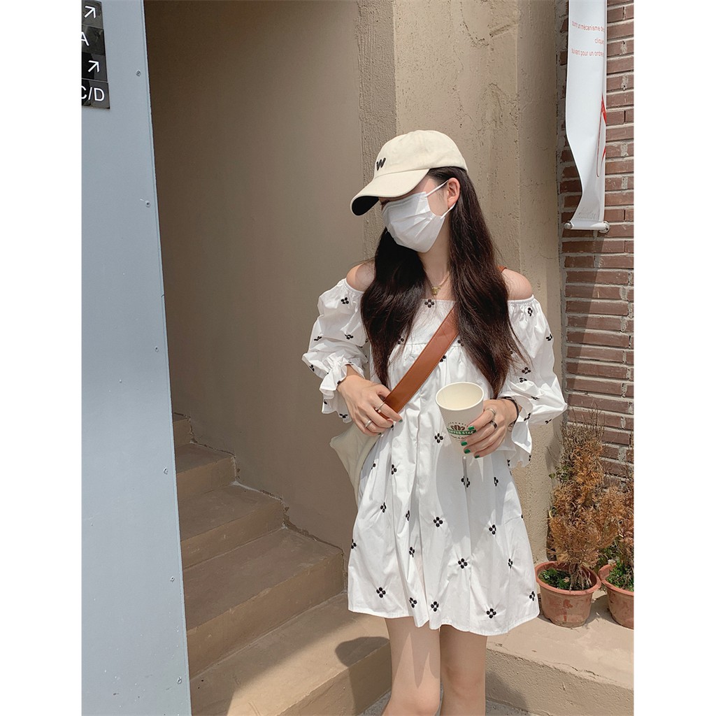 Đầm  hoa thêu babydoll Korea