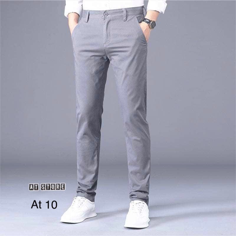 Quần KAKI slimfit phom hàn MÀU GHI SÁNG