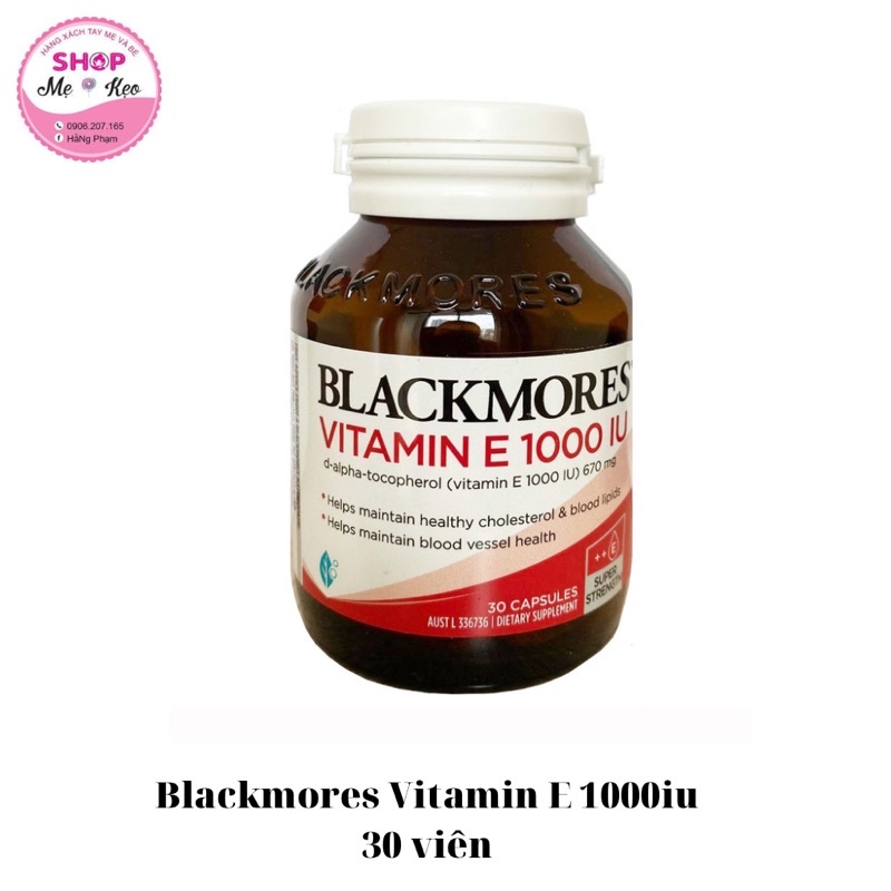 Viên uống bổ sung Vitamin E Blackmores 1000iu 30 viên - 100 viên, giúp đẹp da chống lão hoá da và bổ tim mạch
