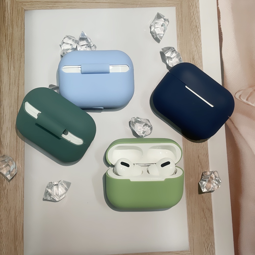 Vỏ Bảo Vệ Hộp Sạc Tai Nghe Airpods pro 2 Bluetooth Không Dây Chất Liệu Silicon Chống Sốc Màu Trơn