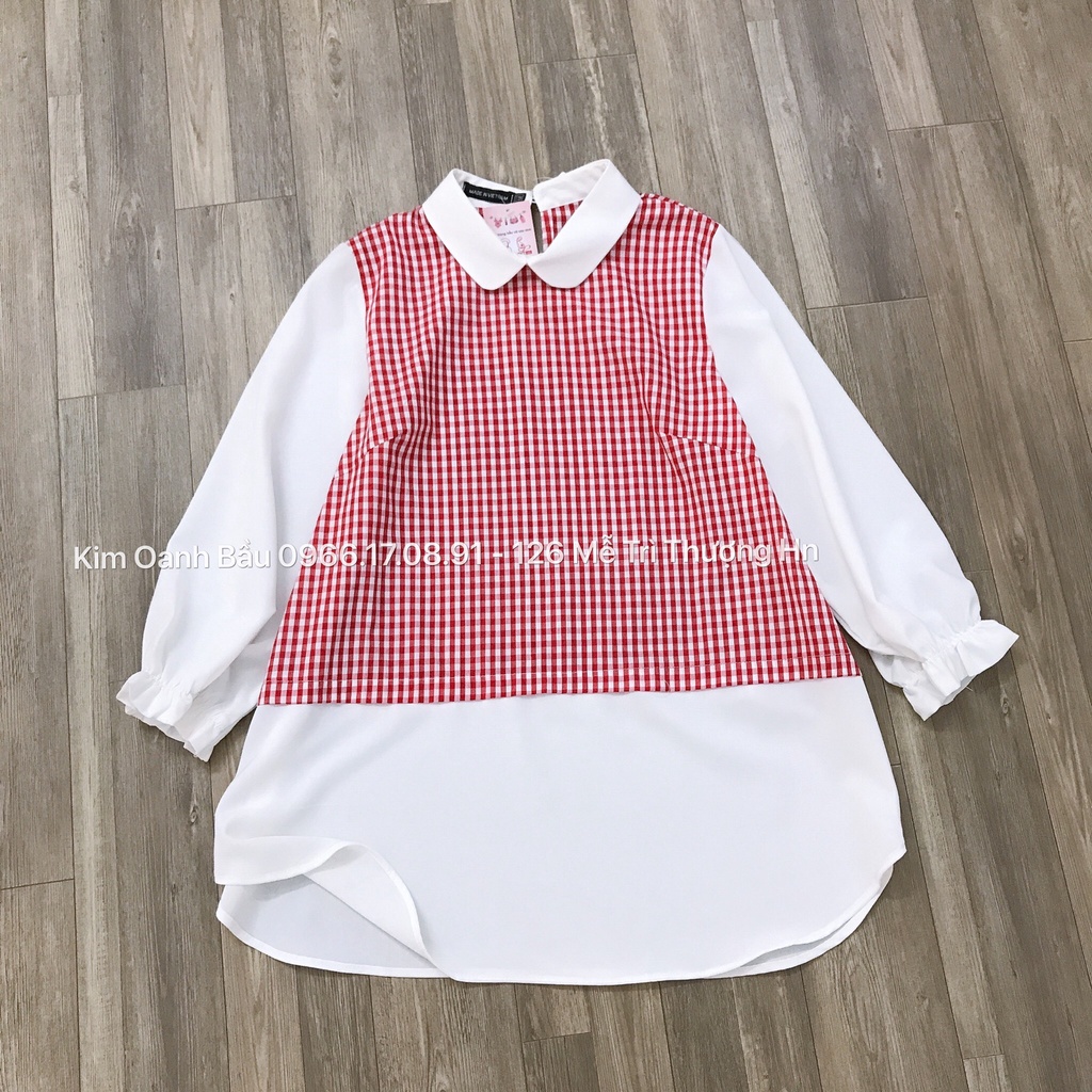 Áo Sơ Mi Bầu Pha Kẻ (47-75kg)