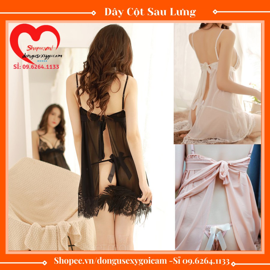 Váy ngủ sexy Bigsize xuyên thấu gợi cảm dễ thương nữ kèm quần lót lọt khe có đủ 3 màu Đen, Trắng, Da  Free size  SEXY MC | WebRaoVat - webraovat.net.vn