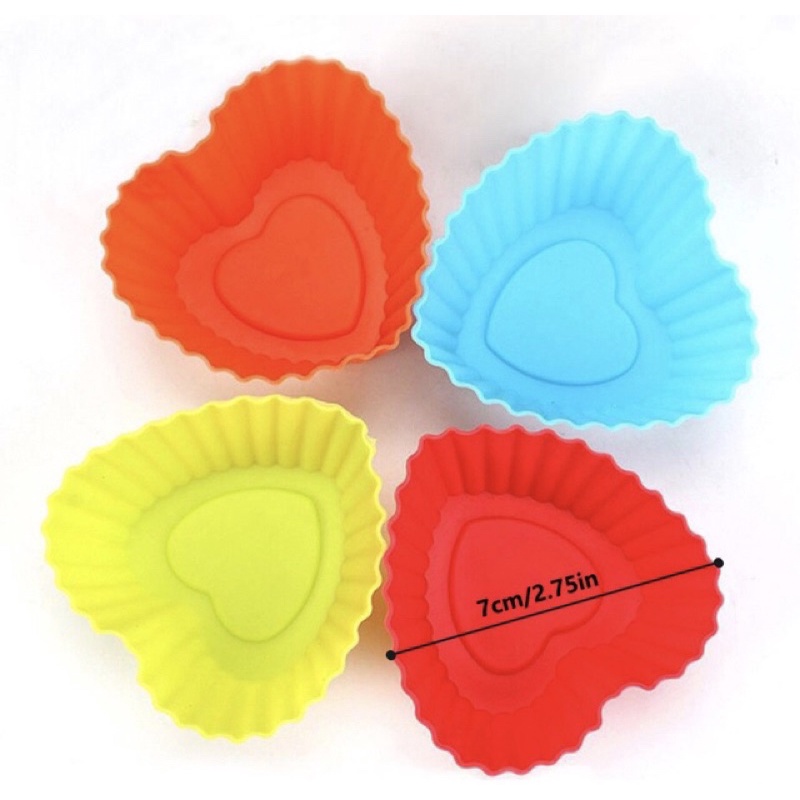Cốc Silicon Làm Bánh Cupcake Hình Trái Tim Chống Dính