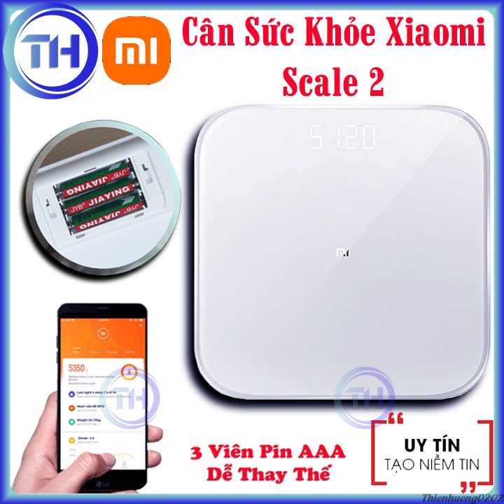 Cân điện tử sức khỏe Xiaomi Smart Scale 2 thông minh sử dụng 3 pin AAA dễ dàng thay thế