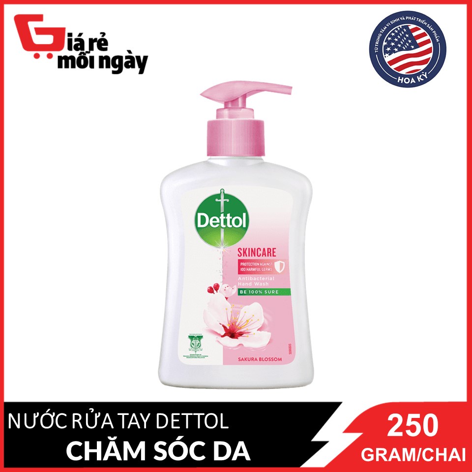 Nước Rửa Tay Dettol Khàng Khuẩn Chăm Sóc Da 250g