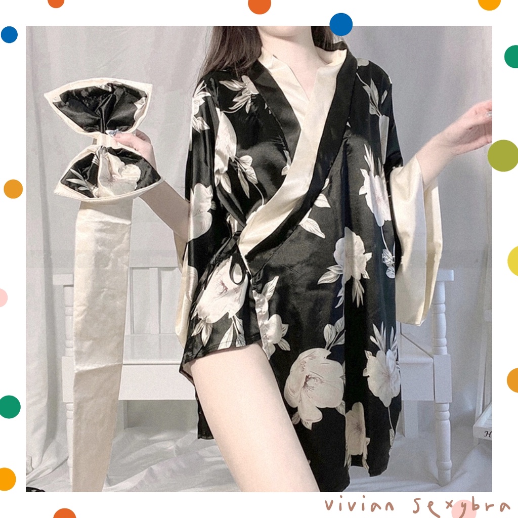 🌺Sexy đồ ngủ🌺Kimono Nhật Bản Cosplay Đồ lót đầm ngủ +quần lót Freesize 40-65kg--Không socks--020 | BigBuy360 - bigbuy360.vn