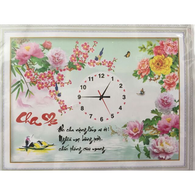 Tranh thêu 5D đồng hồ cha mẹ x8189