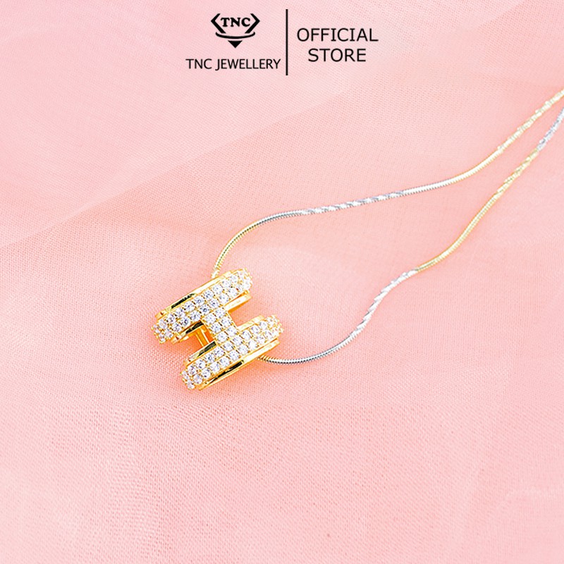 Dây chuyền bạc xi vàng đẹp sang trọng cho nữ chữ H - Trang sức TNC Jewellery