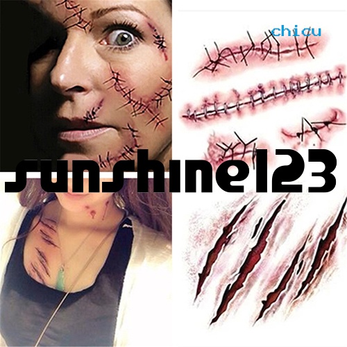 Set 2 Hình Xăm Dán Vết Thương Hóa Trang Halloween