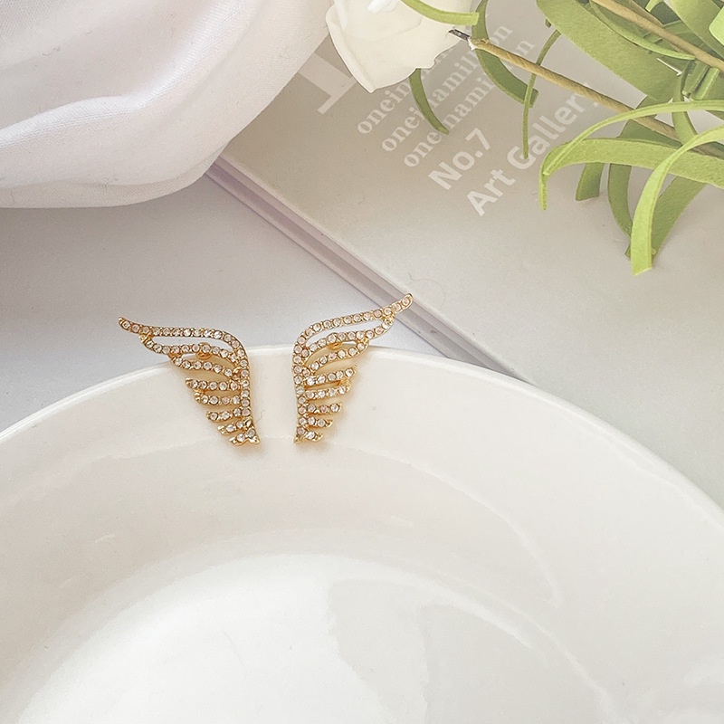 Khuyên tai kẹp không bấm lỗ chốt cố định K175 bằng hợp kim mạ vàng hình cánh chim đính đa dáng ngắn Leous Accessories