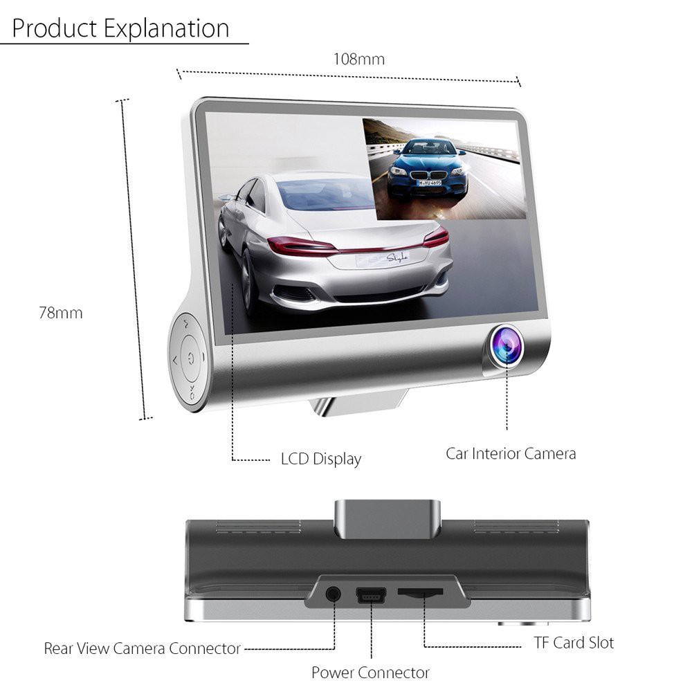 [Mã 44ELSALE2 giảm 7% đơn 300K] Camera Hành Trình Ô tô 3 mắt video WDR Full HD