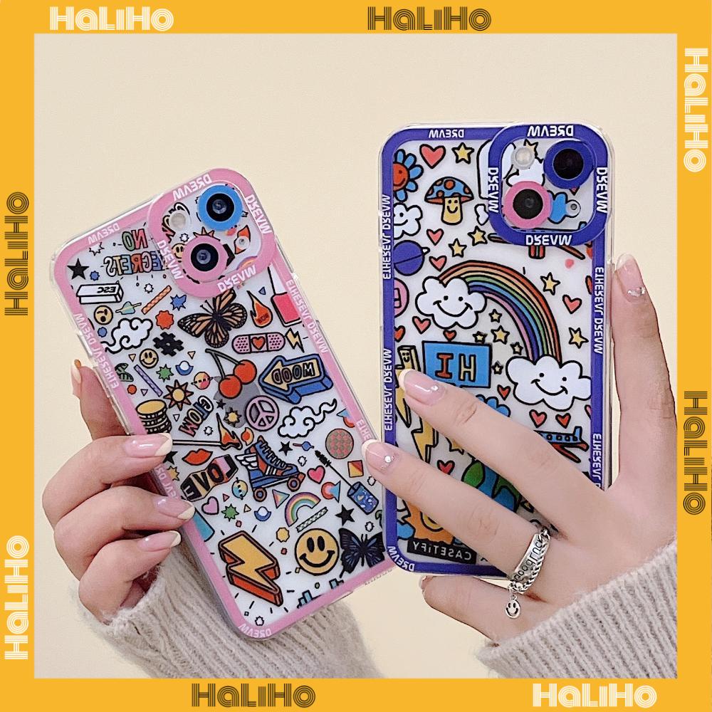 iPhone Case Silicone Soft Case TPU Clear Case Angel Eye Protection Camera Shockproof Rainbow Cloud Smiley For iPhone 13 Pro Max iPhone 12 Pro Max iPhone 11 iPhone 7 Plus