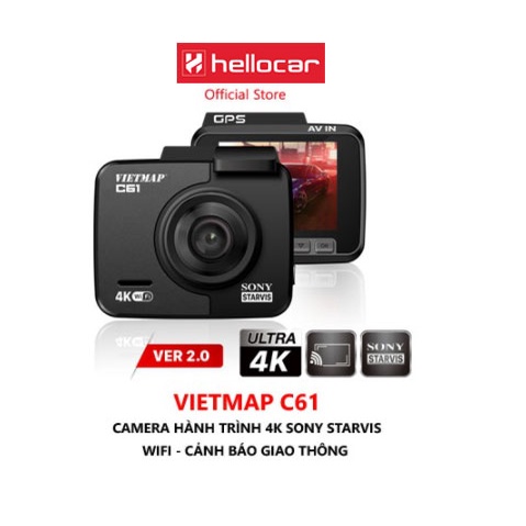 VIETMAP C61 - Camera hành trình 4K Cảnh Báo Giao Thông Giọng Nói - HÀNG CHÍNH HÃNG