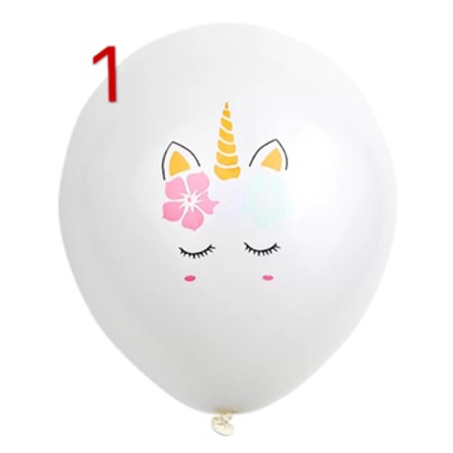 5 Bong bóng latex 12 inch hình kì lân màu hồng/trắng
