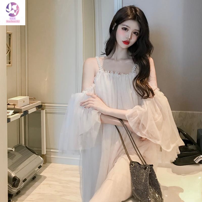 Youdomei Đầm Hai Dây Trễ Vai Dáng Dài Phong Cách Mori Siêu Cổ Tích Phổ Biến Kiểu Hong Kong