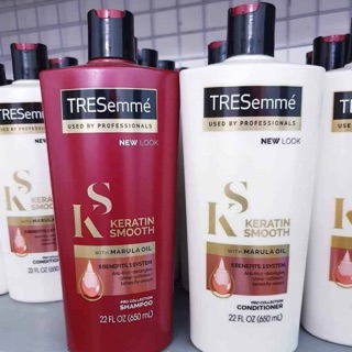 Bộ Dầu gội dầu xả siêu mượt tóc  TRESemme Keratin Smooth chai cao 650ml hàng Mỹ