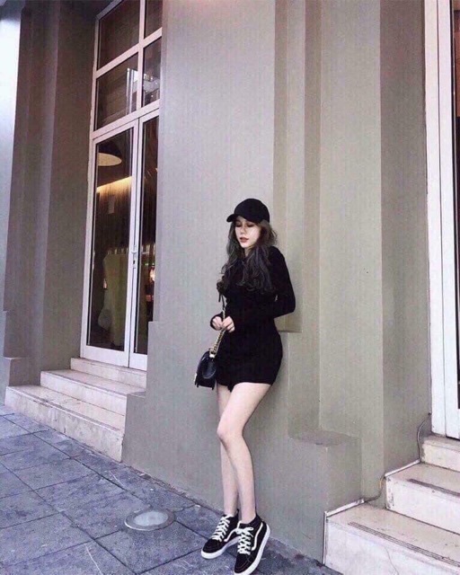 Siêu hót ⚡️⚡️váy body đầm body nữ vạt bầu xỏ ngón dài tay váy thun nữ ôm tôn dáng | BigBuy360 - bigbuy360.vn