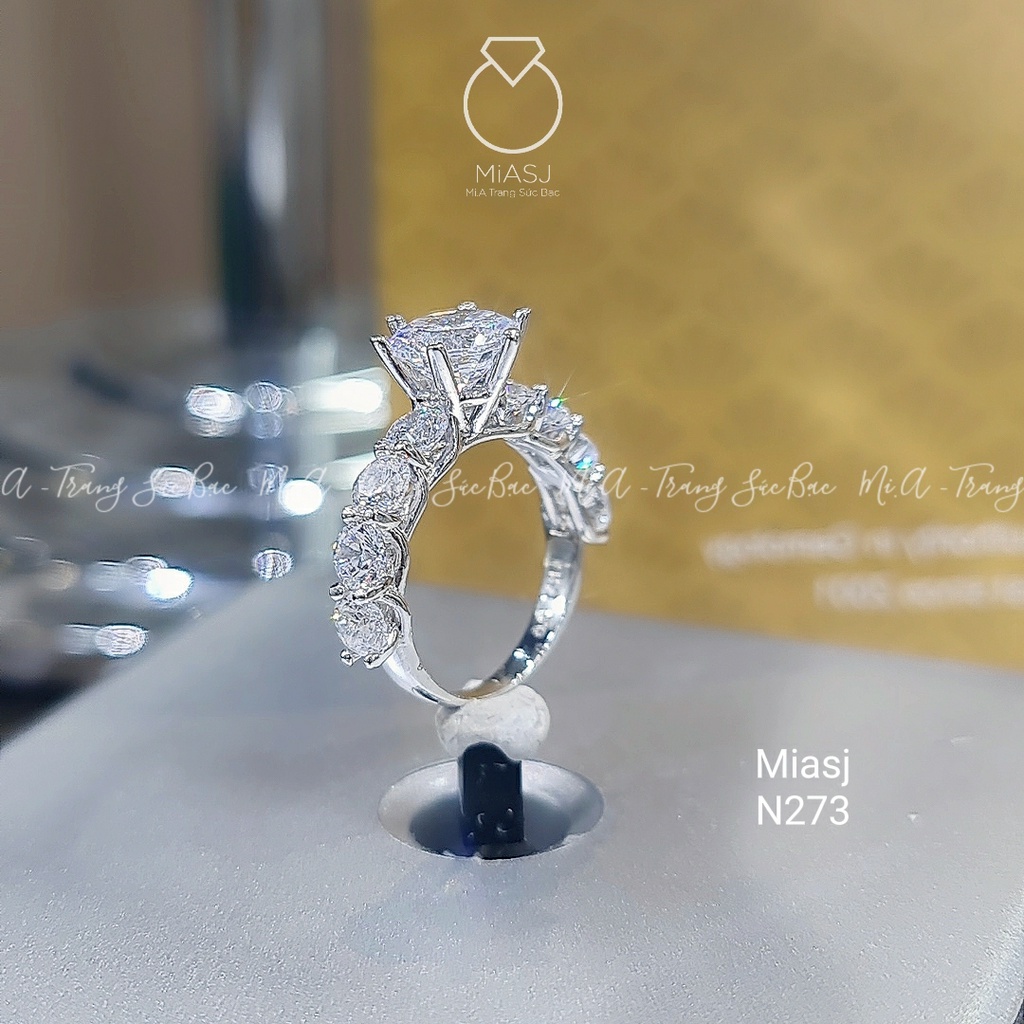 Nhẫn bạc Ý S925 nữ 6 chấu đính đá cao cấp MiASJ N273 sang trọng