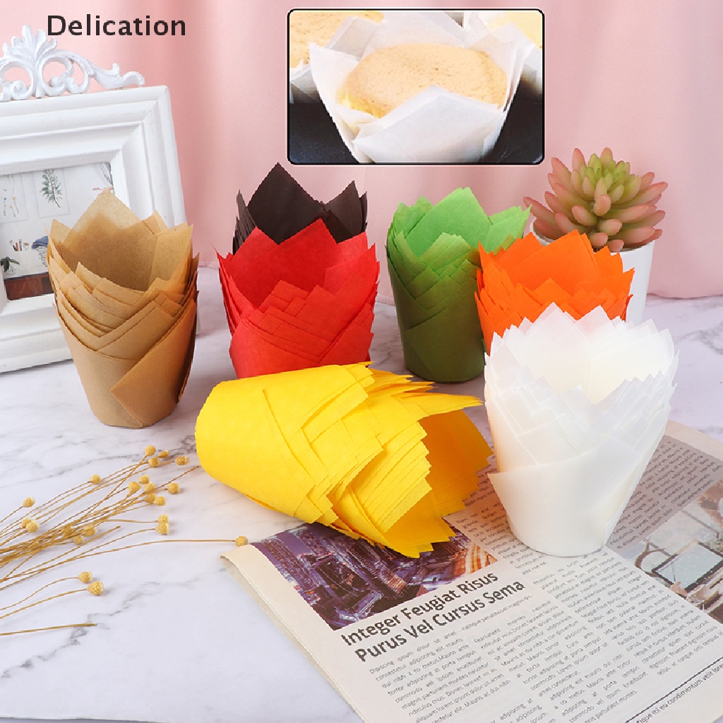 Set 50 Cốc Giấy Đựng Bánh Cupcake Hình Hoa Tulip