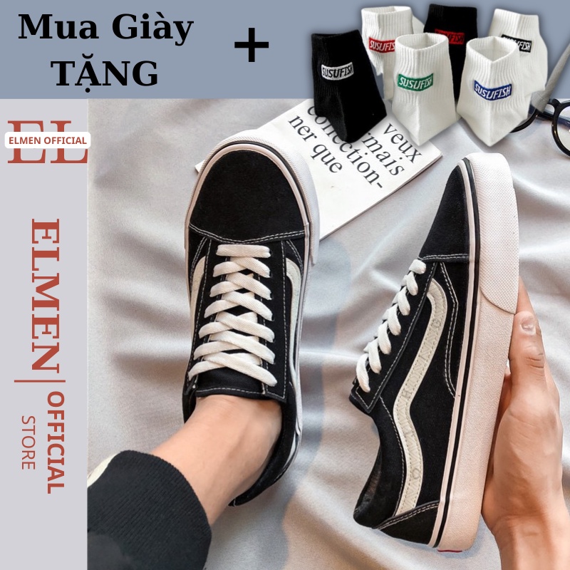 Giày Old Skool, Giày thể thao ELMEN buộc dây Nam Nữ Full Box Bill