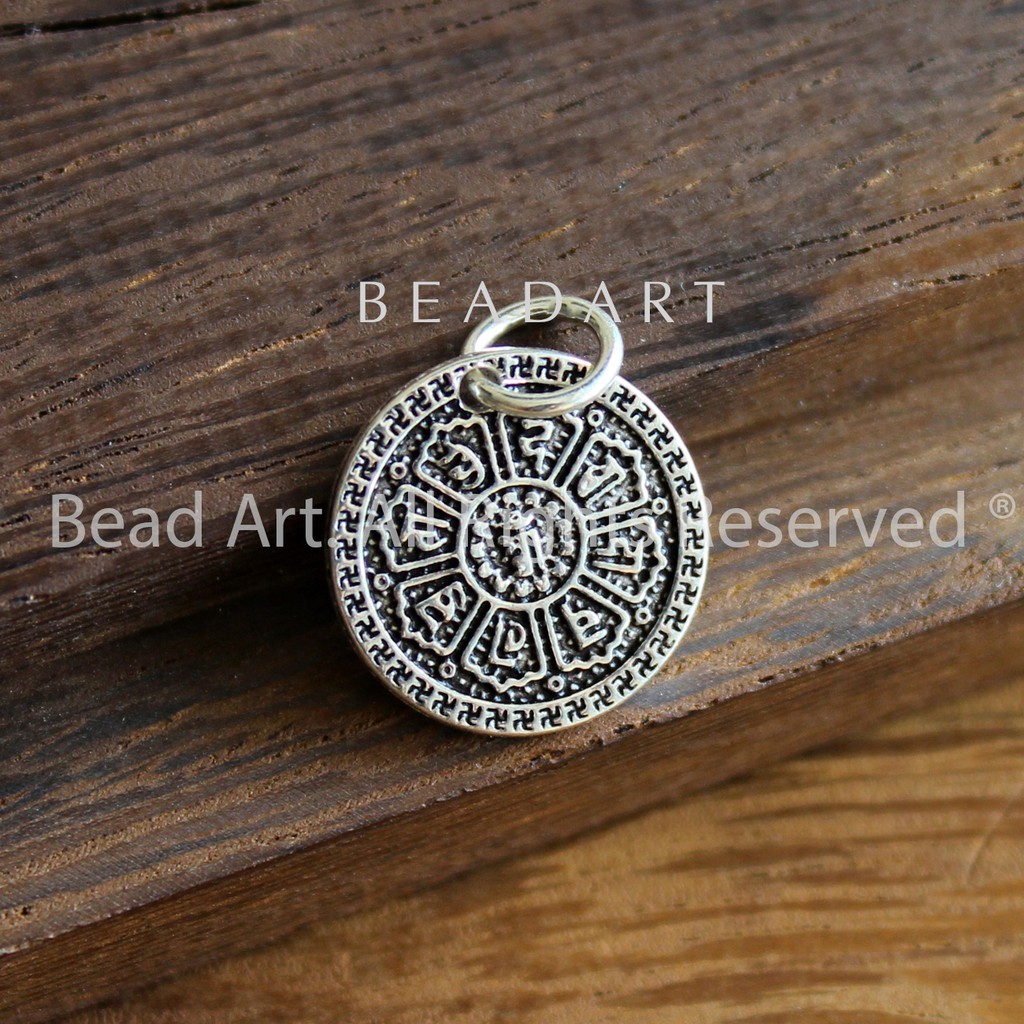 Charm Chân Ngôn Tây Tạng, Om Mantra Bạc 925, Charm Làm Vòng Tay Phong Thuỷ, Trang Sức Yoga, Chuỗi Hạt S40 - Bead Art