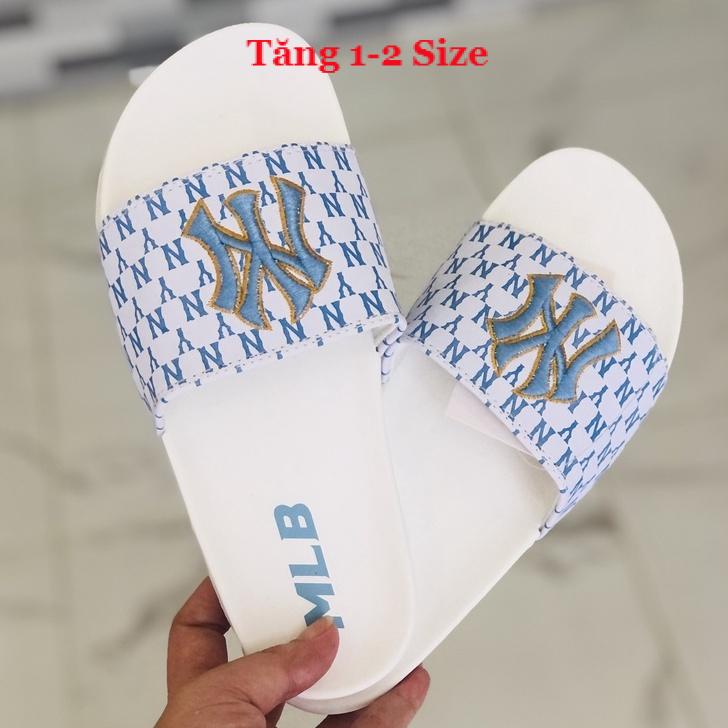 Dép unisex 𝐌𝐋𝐁 𝗡𝗬 ❤️FREESHIP + Hộp❤️ dép mlb gv quai ngang thể thao nam nữ Thêu NY nỗi, lót dày chất xin 11, kèm tag mác
