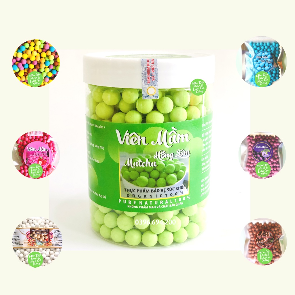 Viên mầm đậu nành matcha, viên mầm mix vị đủ loại - Handmade