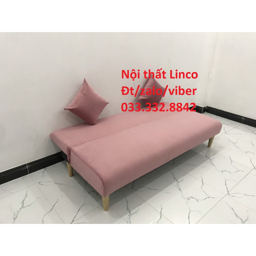 Ghế sofa giường nằm mini phòng khách vải nhung hồng phấn salon sopha bed giá rẻ Nội thất Linco HCM